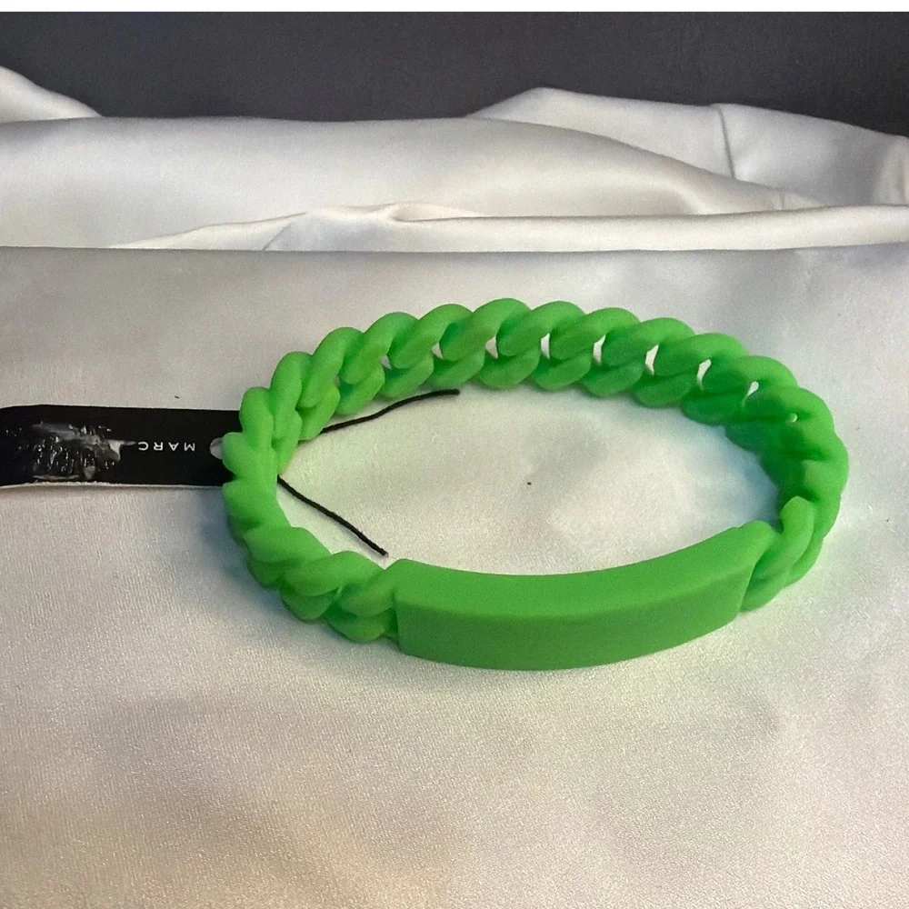 Marc by Marc Jacobs Standard Supply Neon Green Silicone ID Chain Link Bracelet
